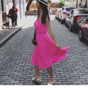 Neon pink midi dress